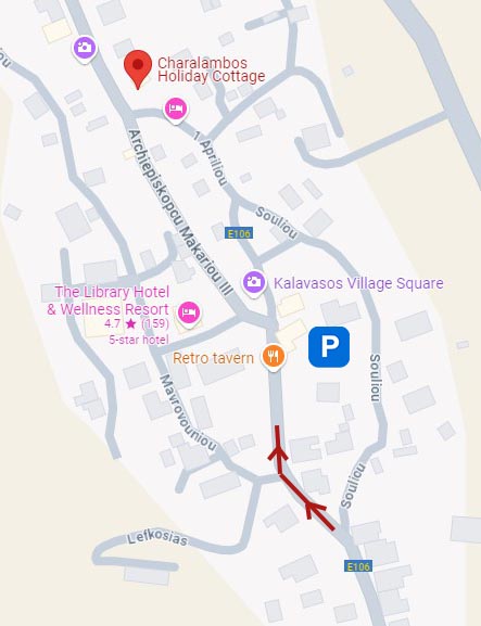Where to park in Charalambos Holiday Cottage Cyprus